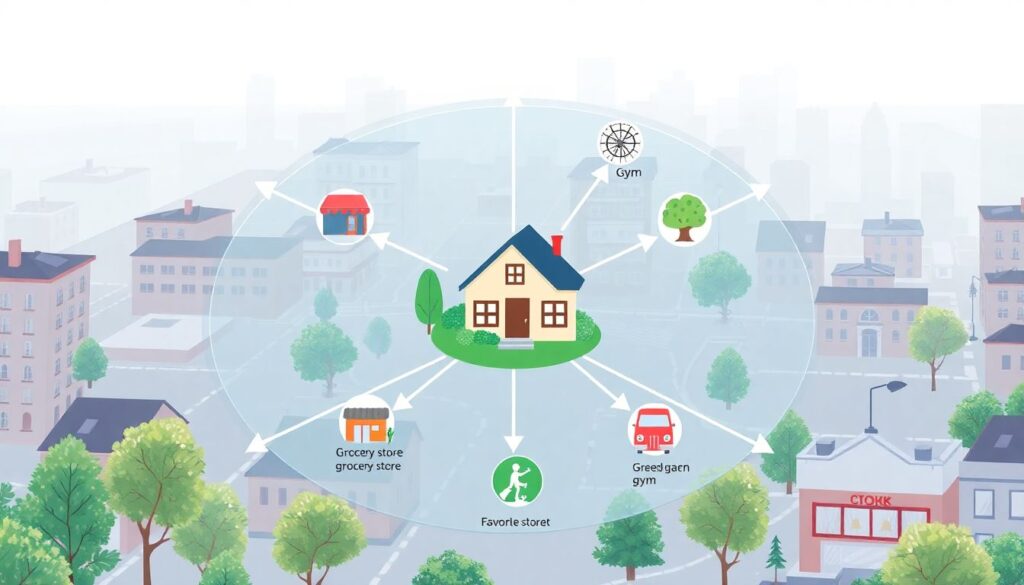 Выбор района для любителей пеших прогулок и активного отдыха - иллюстрация