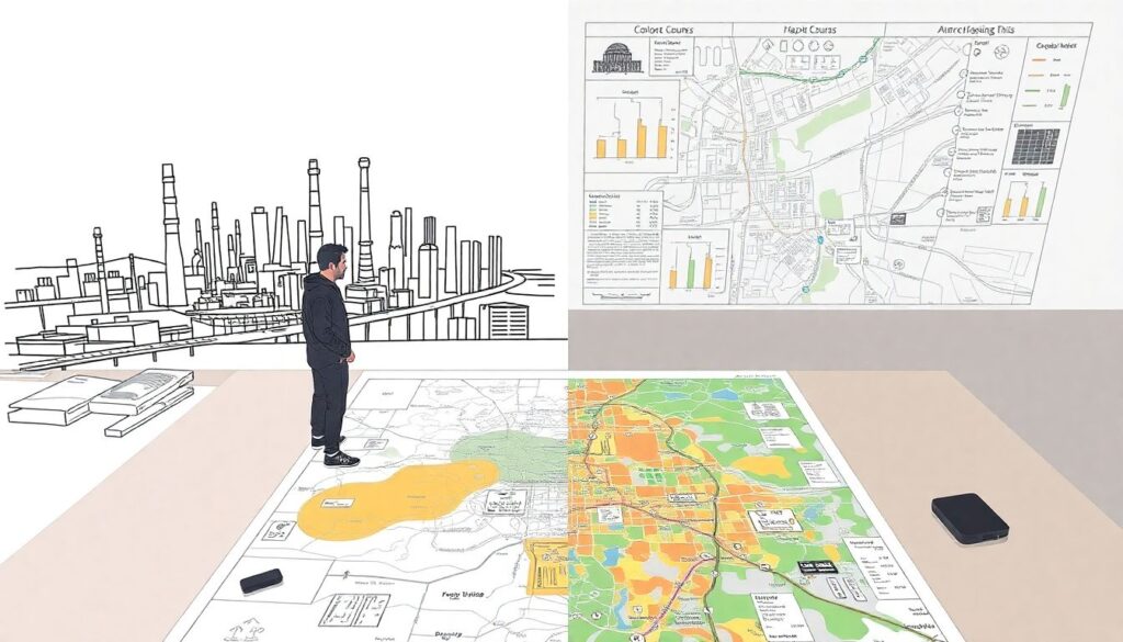 Построение экологической карты района на примере города - иллюстрация