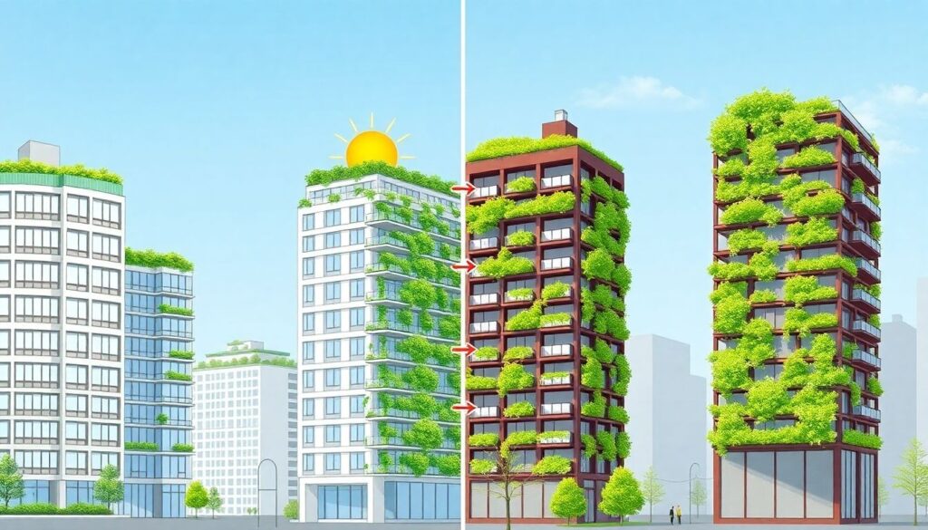 Как зелёные крыши и фасады влияют на микроклимат района - иллюстрация