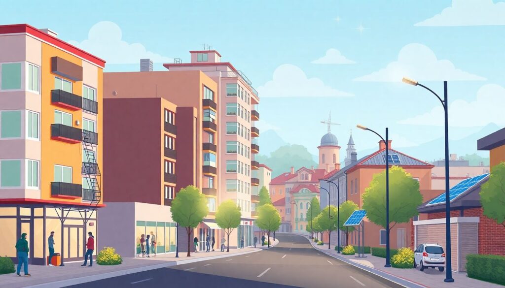 Потребление энергии домами и его влияние на район - иллюстрация