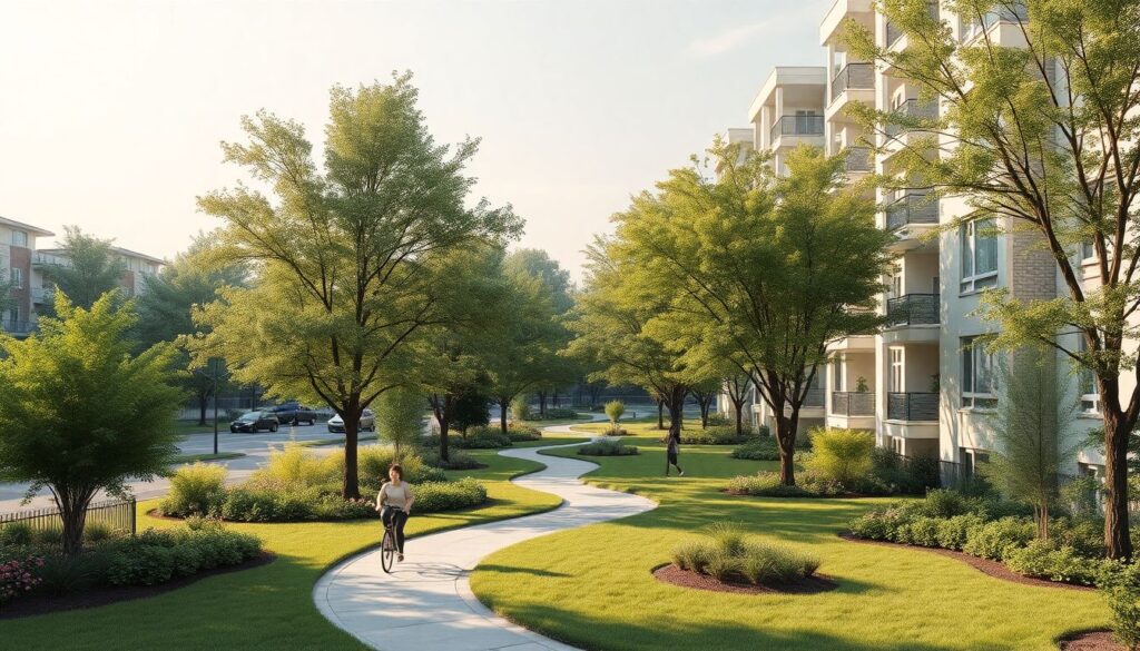 Баланс между зеленью и жильём в комфортных районах - иллюстрация